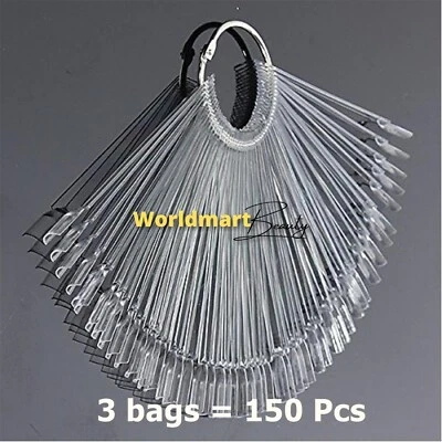 150Pcs Nail Tips Clear Watcher Stick Nail Art Polish Display Tip Nail Color - Image 1 of 2