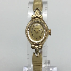 Vintage Caravelle Ladies Manual Wind Watch 15mm Gold Tone Swiss Manual Wind 6" - Picture 1 of 13