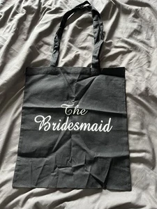 The Bridesmaid Black Cotton Tote Bag Wedding Excellent Condition - Picture 1 of 3