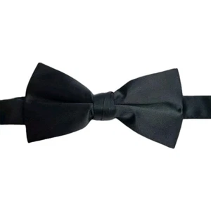 Black Tie Bowtie Platinum Hanger Classic Pre-Tied Satin Formal Tuxedo After Five - Picture 1 of 7