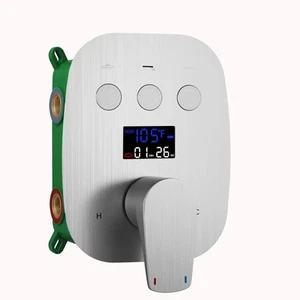 3 Wege Dusche Mischbatterie Ventil Kit Gebürstetes Nickel Massiv Messing Digitalanzeige Tempe... - Bild 1 von 9