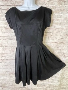 Vintage 50/60's Mod Little Black Mini Dress Full Skirt R and K Originals S/M - Picture 1 of 11