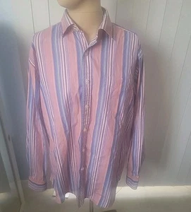 Austin Reed London Men's Shirt Size Large Vertical Striped Button Up Orange Blue - Picture 1 of 14