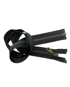 Cerniera Zip Metallo Ottone Oro Vecchio 70 cm Divisibile per Giubbotti e Giacche - Imagen 1 de 6