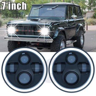 7" inch Led Round Headlight DOT HI-LO For Ford Bronco 1966-1976 1977 1978 Foto 1 de 4