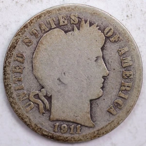 1911-D Barber Silver Dime, Abt Good Circulated Coin, Store #DE0426 - Picture 1 of 2