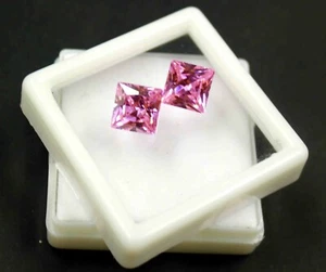 A1 Piece Pink Ceylon Sapphire 15 Carat Princess Cut Certified Gemstone Pair LSM - Picture 1 of 7