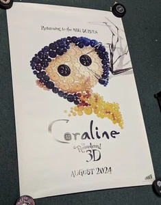 Coraline 3D Remaster 2024 Original 24x36 Button Art Anniversary Poster NEW - Picture 1 of 2