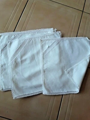 6 petitesSERVIETTES ANCIENNE tissu blanc  dentelle#TOWEL  white damask OL - Photo 1/3