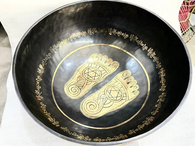 15-24 inches Black & Golden standing feet Healing  Tibetan Singing Bowl - Image 1 of 4