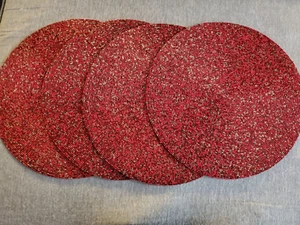 Holiday Christmas Red & Gold Beaded Placemats/Chargers 15" Round set of 4 - Picture 1 of 5