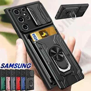 Samsung S21 Ultra Rugged Case Slide Camera Card Holder 360° Ring Cover - Picture 1 of 3