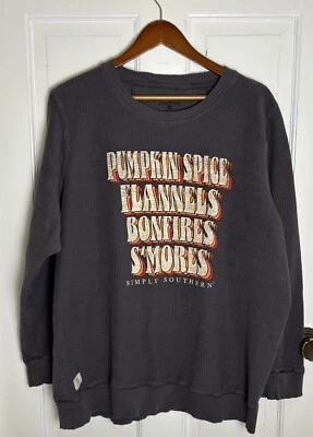 Sudadera Simply Southern Acanalada Mezcla Algodón Talla 2XL Franela Temática Otoño, Usada en Excelente Condición Foto 1 de 4