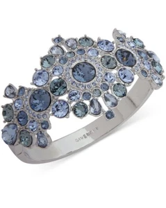 $125 Givenchy SilverTone Blue Starflower Bangle Statement Bracelet  60gn - Picture 1 of 6