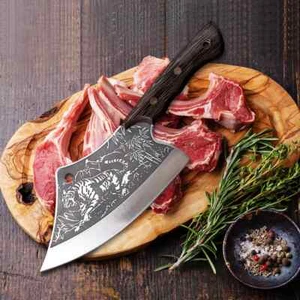 8'' Meat Cleaver Chef's Knife Hand Forged Heavy Duty Butcher Knife Kitchen Knife - Picture 1 of 13