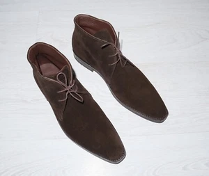 HESCHUNG Mens Brown Leather Suede Boots Shoes Size UK8 EU42.5 US9.5 - Picture 1 of 10
