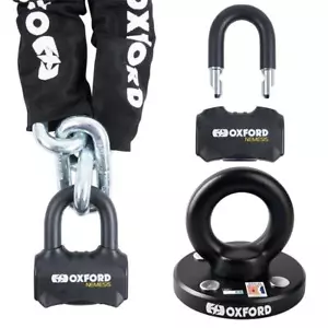 Bloqueo de cadena para motocicleta Oxford Nemesis 1,5 m con anclaje de tierra Oxford Rota Force - Imagen 1 de 10