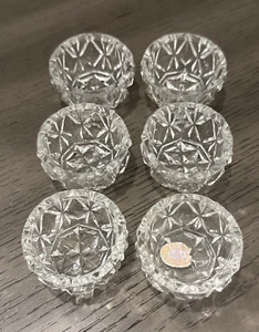Vintage Cut Clear Crystal Glass Salt Cellars Set of 6 Made In Czechoslovakia - Picture 1 of 7