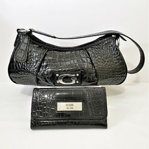 Guess Faux Leather Croc Bag and Wallet Combo