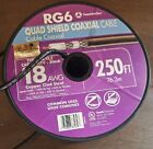 Coaxial Cable 18 RG6 Dual Shield CU CATV CM/CL2 Pre-Cut Length in Black @ 190'