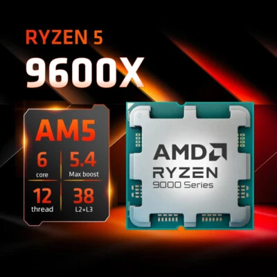 AMD Ryzen 5 9600X Processor 5.4GHz 6-Core 12-Thread 38MB Game Cache 4NM TDP 65W - Image 1 of 4