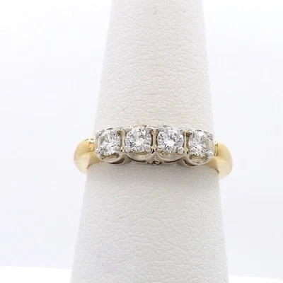 Allison Kaufman 14k Gold Natural Diamond Wedding Band Anniversary Ring sz7 - Image 1 of 4