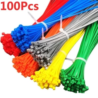 100 Pack Cable Ties All Sizes & Colours Tie Wraps Nylon Zip Ties Strong Extra - Image 1 of 4