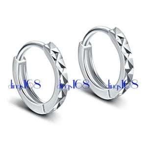 Buy 1 Get the 2nd Pair For FREE Genuine 925 Sterling Silver Huggie Hoop Earrings - Picture 1 of 10