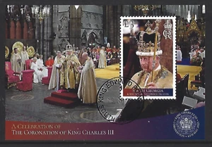 SOUTH GEORGIA 2023 CORONATION OF KING CHARLES  MINIATURE SHEET FINE USED - Picture 1 of 1
