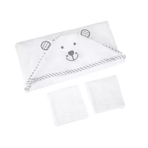 Kisdream Baby Hooded Towel Baby Bath Towels Bear Embroided Handkerchief E0O6 - Picture 1 of 9