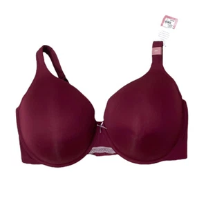 NWT Cacique Smooth Lightly Lined Full Coverage Bra Solid Red Wine Size 44G - Picture 1 of 6