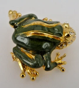 Neugablonz: Brosche Frosch Emaille und Swarovski Elements um 1960 (35857) - Bild 1 von 4