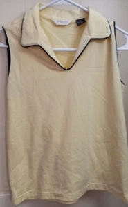 Women's Ping Collection Size Medium Yellow Sleeveless Collared Top - Picture 1 of 3