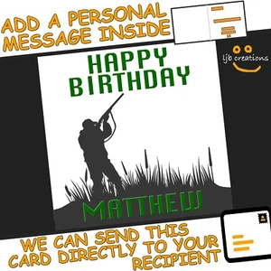 TIRO PERSONALIZADO Tarjeta de cumpleaños Hijo Novio Marido Hombre Him Pistola AÑADIR NOMBRE - Imagen 1 de 7