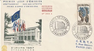 Enveloppe 1er jour 208A 1957 Europa Conseil de l'Europe bleu - Imagen 1 de 2