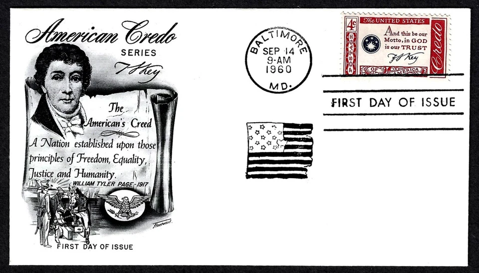 USA, SCOTT # 1142, FLEETWOOD FDC COVER OF 1960 AMERICAN CREDO - Image 1 of 1