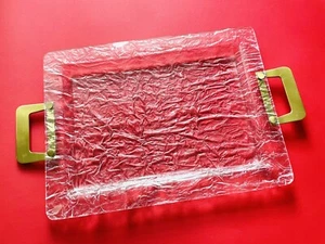 🟢 grande XL vassoio vintage lucite e ottone anni 70 Design Massoni per GUZZINI - Foto 1 di 7