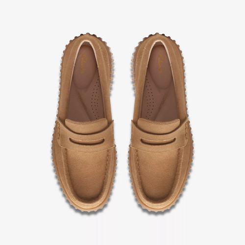 Mocassini nuovi con scatola Clarks donna TORHILL PENNY marrone chiaro pelle scamosciata