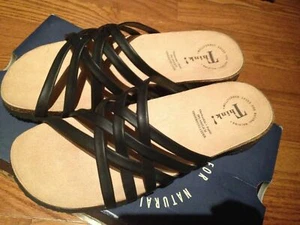 Neu im Karton Think Mizzi 88356 schwarze Leder-Sandalen Korksohle EURO KOMFORT Größe 7M = EU37 - Bild 1 von 10
