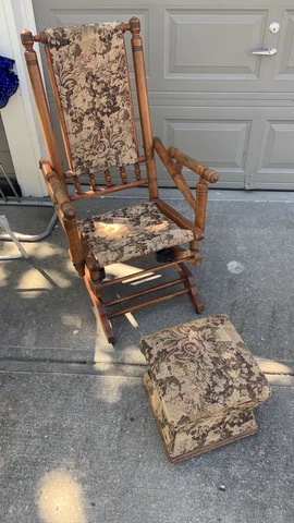 Antique Spool Rocking Chair  Ottomon Victorian Platform with Coil Springs Cover