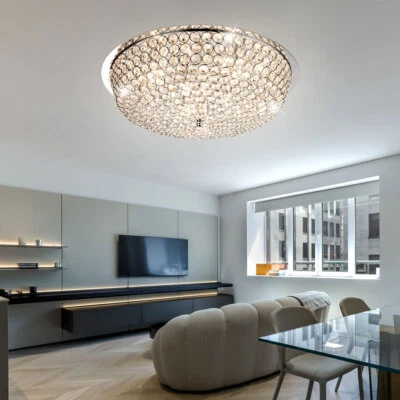 Lampada Da Soffitto LED In Rete Di Cromo Con Applicazione In Cristallo EMILIA - Immagine 1 di 3