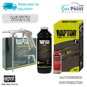 UPOL Raptor *WHITE* 2K Truck Bed Liner 1 Bottle Kit + U-POL Schutz Gun - Picture 1 of 6