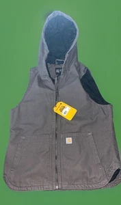 Carhartt Hooded 3M Insulated Wash Duck Canvas Vest Damen Medium Gray Hoodie - Bild 1 von 9