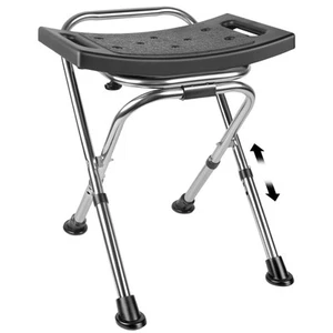 Folding Shower Chair SeatHeight Adjustable Shower Chair SeatStainless Eligi - Picture 1 of 7