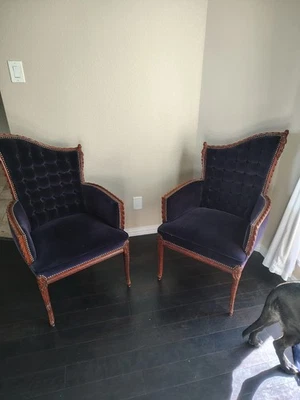 Antique Hollywood Regency Grosfeld House Mahogany & Rosewood Arm Chairs - a Pair - Image 1 of 2