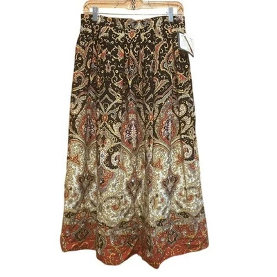 Falda midi de lana de rayón Susan Bristol - multicolor cachemira - talla 14 - gitana - boho nueva con etiquetas de colección Foto 1 de 4