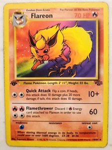 Pokémon FLAREON 19/64 1ª Edición Jungla No Holo Raro Pokemon Juego de Cartas Coleccionables WOTC #2 - Imagen 1 de 4