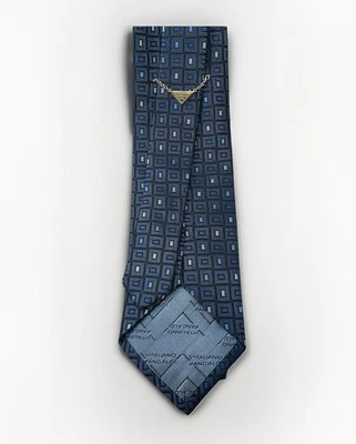 Галстук Vitaliano Pancaldi серый серебристый синий геометрический итальянский шелковый роскошный галстук - Изображение 1 из 4
