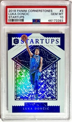 Estuche para tarjetas de novato Luka Doncic PSA 10 HIT 2018-19 Cornerstones STARTUPS Inserto RC Foto 1 de 2