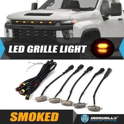 Luces LED ámbar de la parrilla delantera estilo raptor estilo camioneta Ford Toyota Tundra 5 piezas Foto 1 de 4